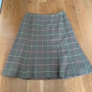 VINTAGE Talbots Brown Plaid 100% Wool Skirt Sz 14